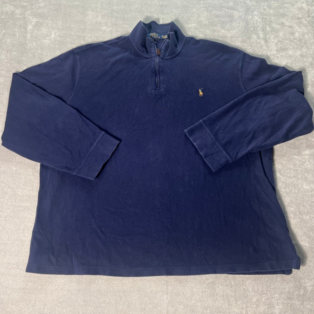 Polo Ralph Lauren Mens Quarter Zip Pullover XXL Navy Blue Estate Rib Preppy